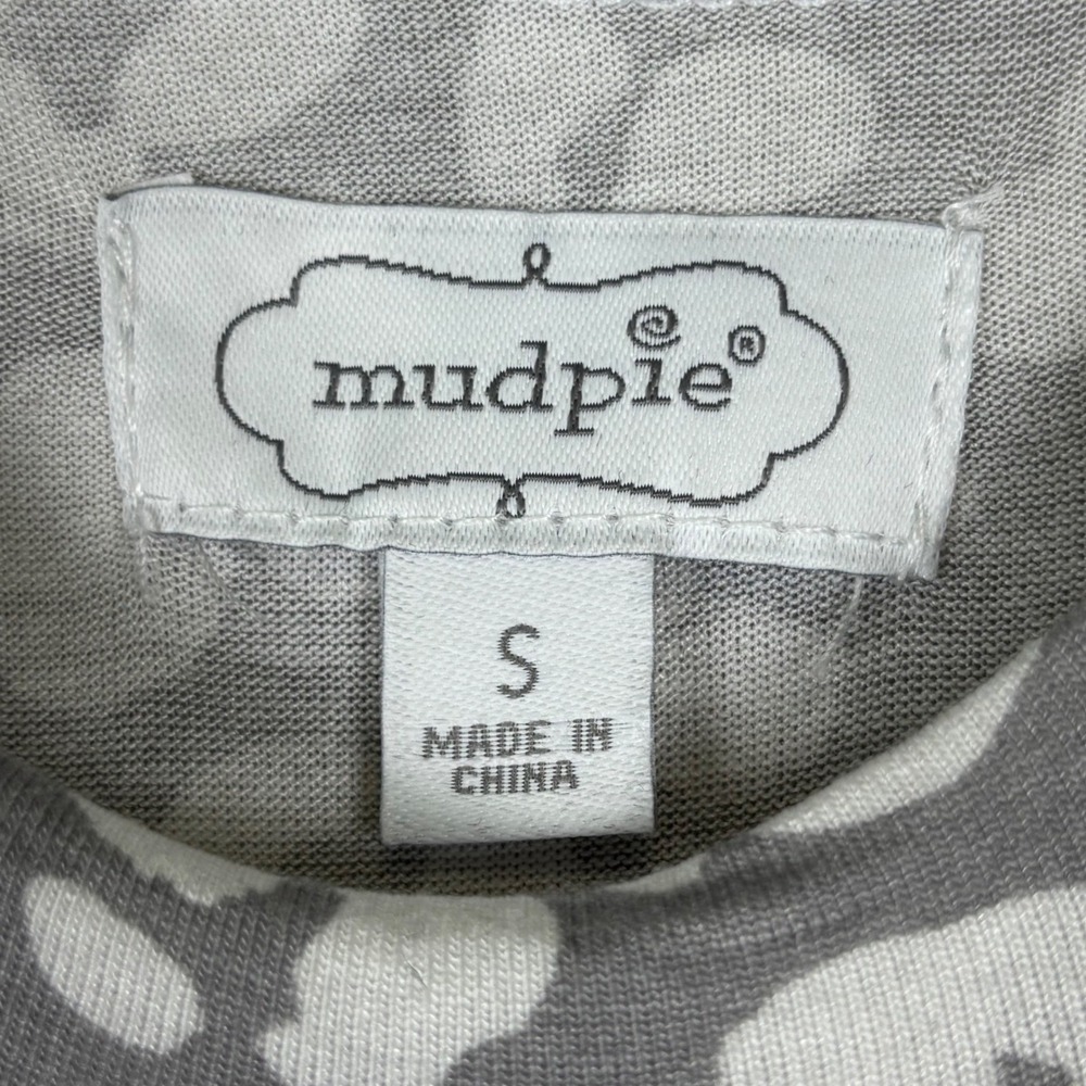 Mud Pie Womens Small Grey White Leopard Print Tiered Babydoll Dress Mock Neck - Picture 3 of 8